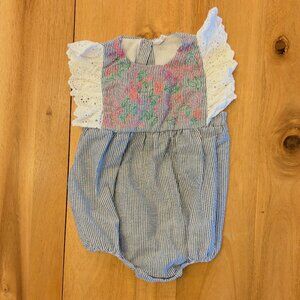 EGG Seersucker and Lace Onesie 6 months